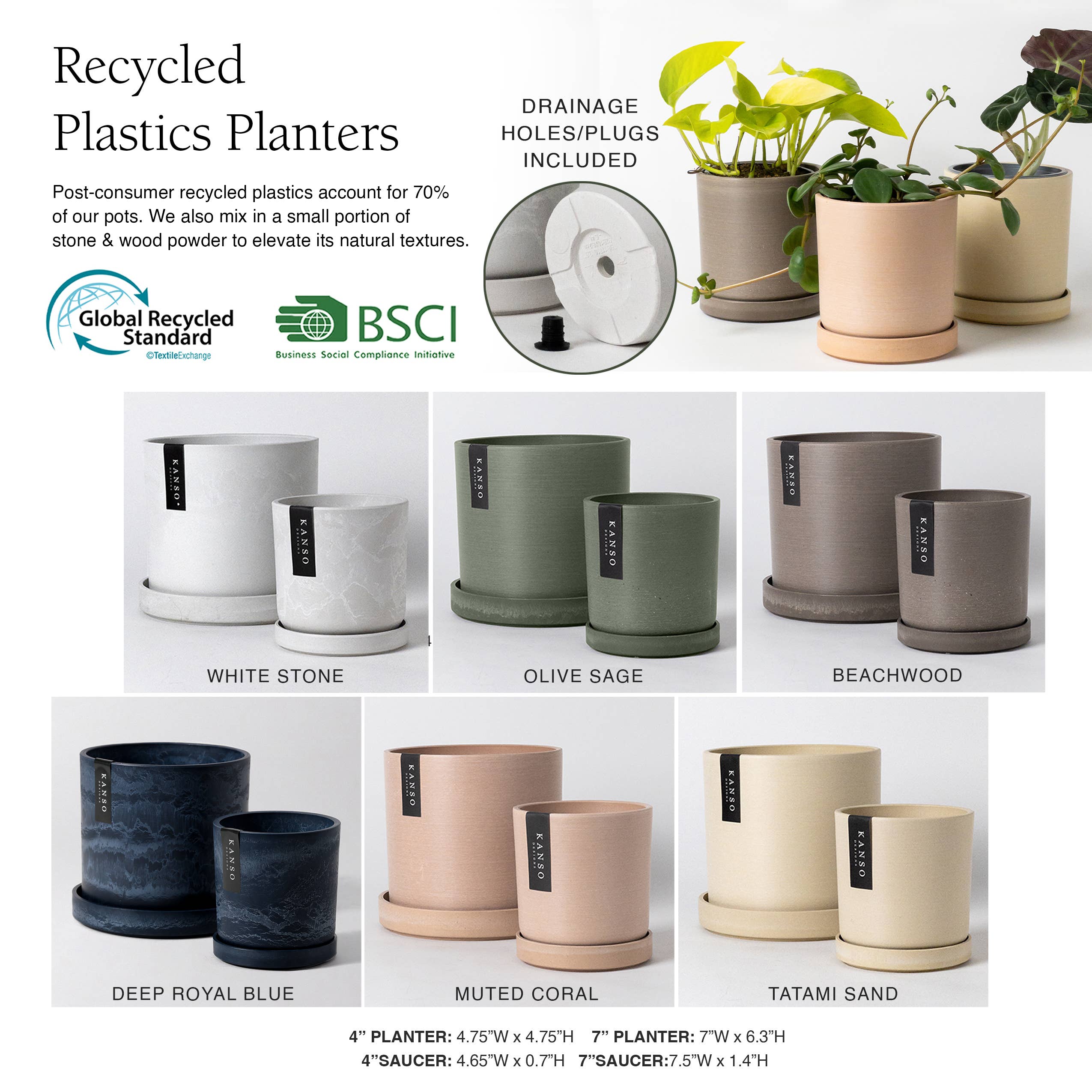 Dusted Clay - 4" Signature Planters & Saucer