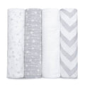 Muslin Swaddle Blankets, Pack of 4: Grey