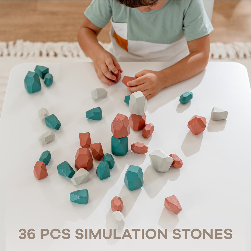Stacking Rocks, 36 pcs Wooden Stacking Stones by Comfy Cubs: Girl Pack