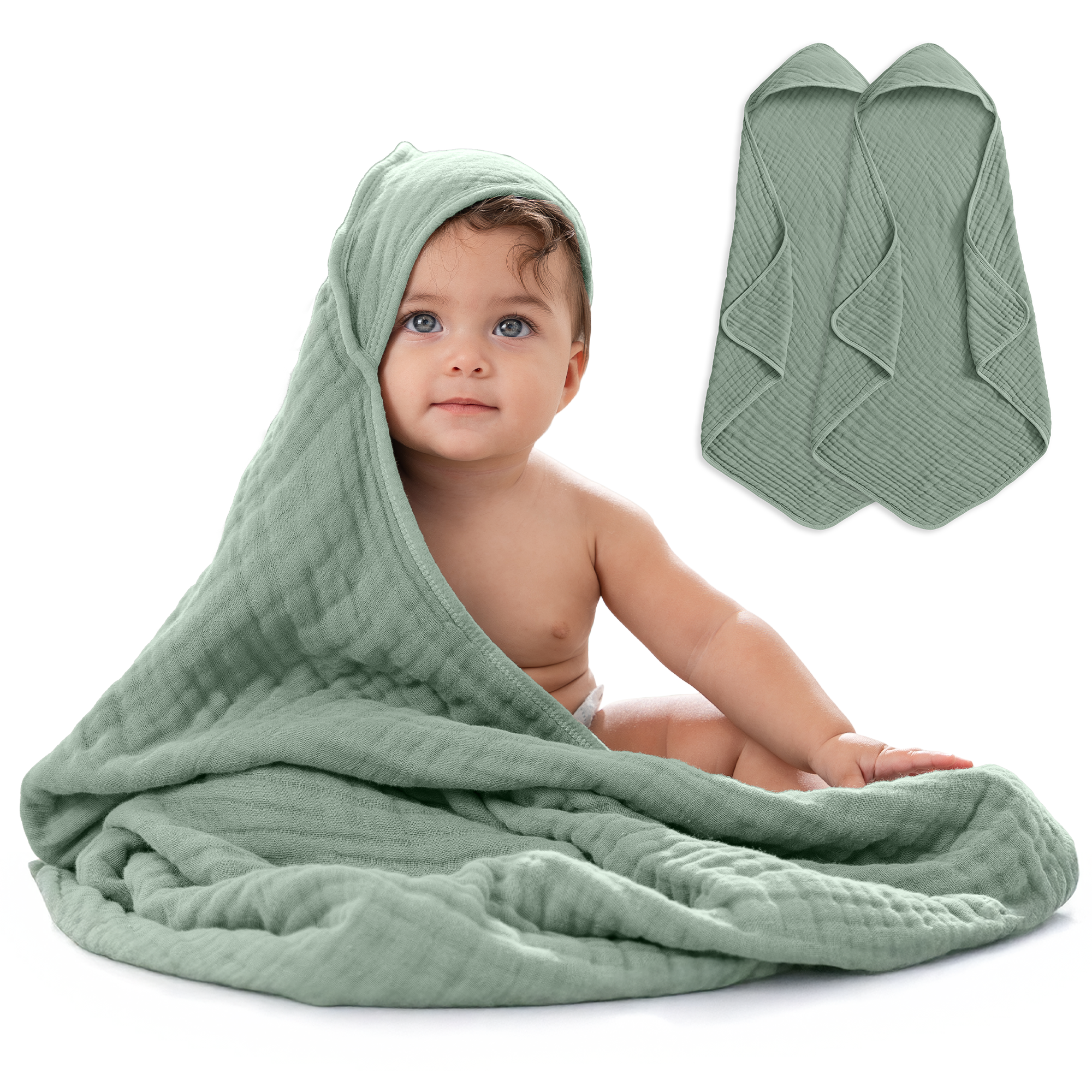 Hooded Baby Towel, Mauve and Blush / Pack of 2