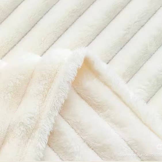 FLUFFERY - Stripe Fleece Throw – Ultra Plush Ribbed Blanket with 1.6" Wide Channel Texture