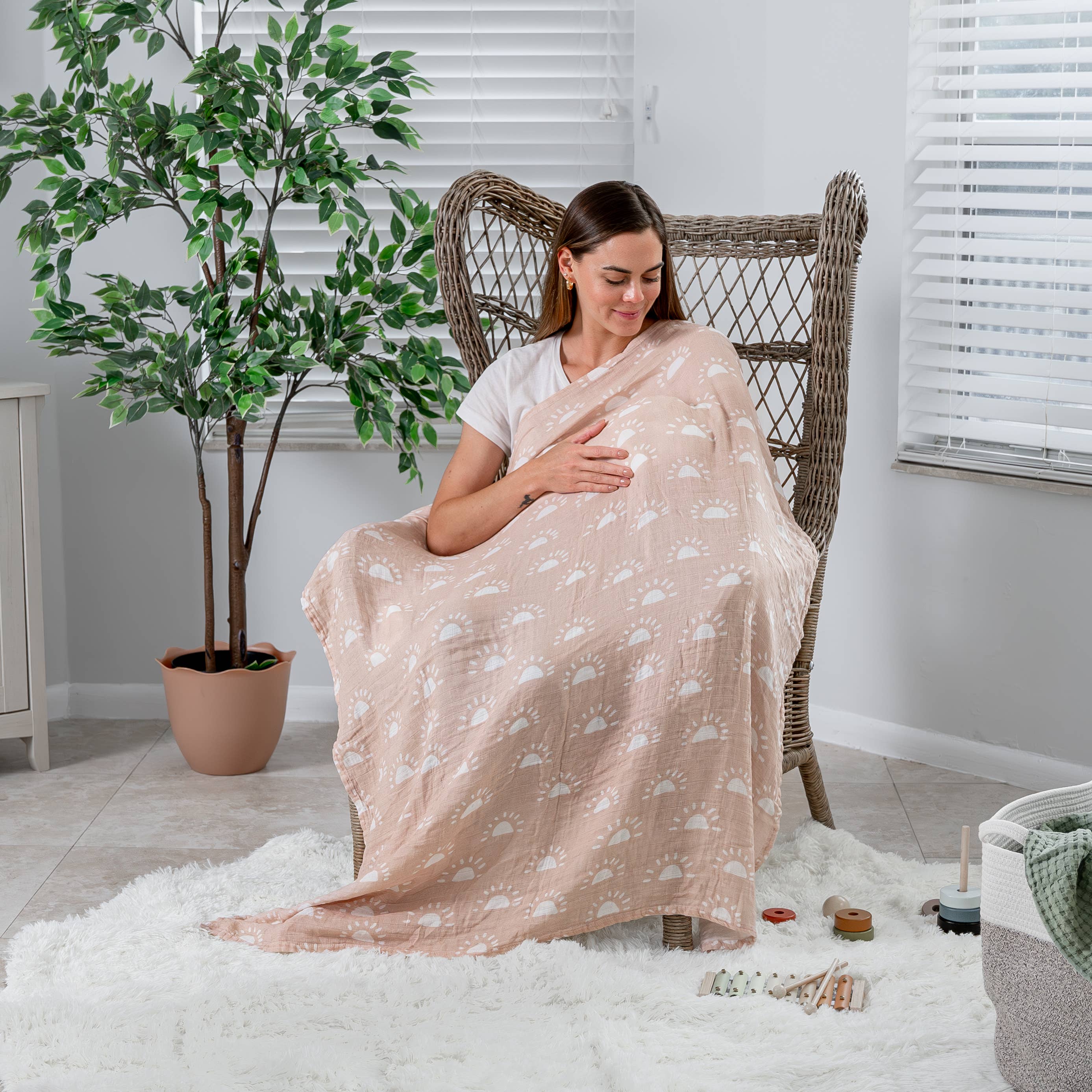 Muslin Swaddle Blankets, Pack of 4: Pink