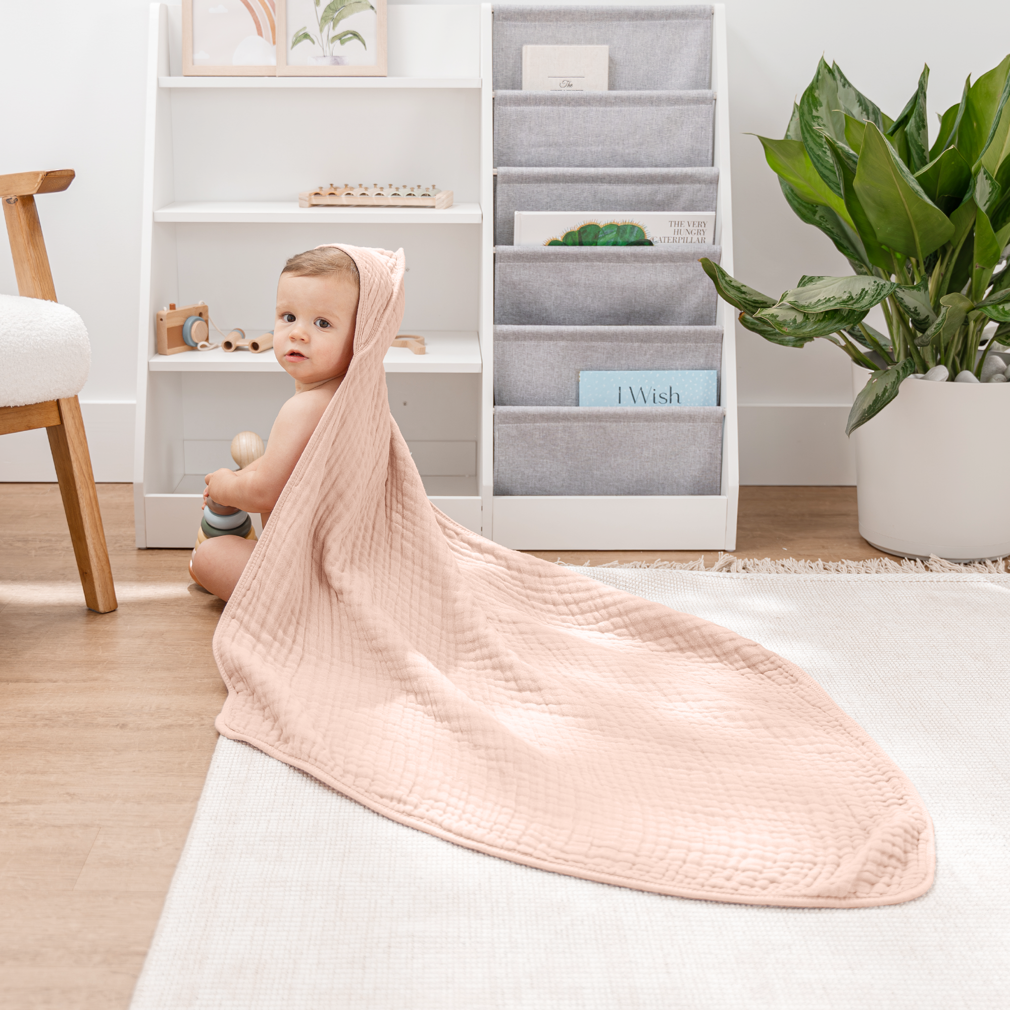 Hooded Baby Towel, Mauve and Blush / Pack of 2