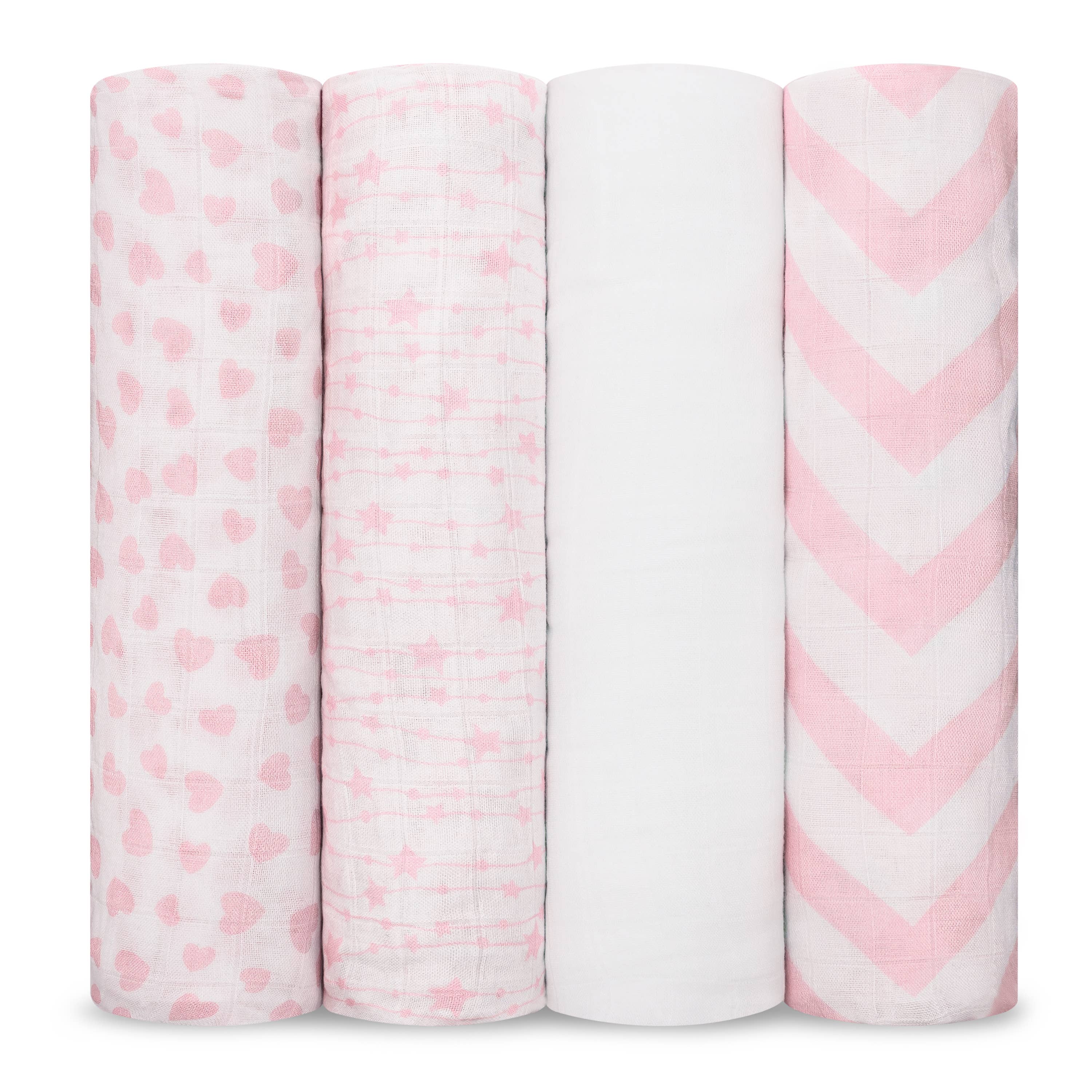 Muslin Swaddle Blankets, Pack of 4: Pink