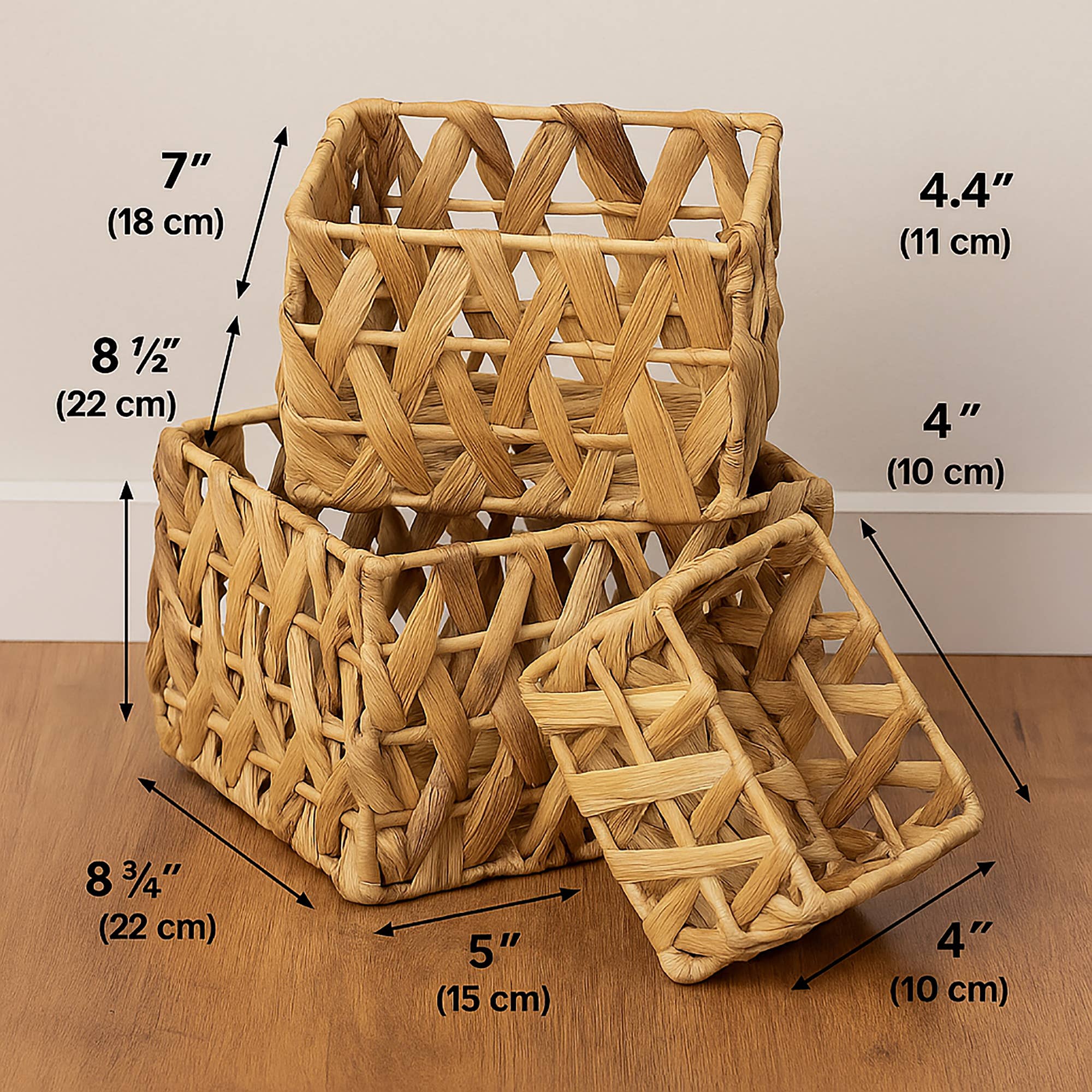 Large Wicker Basket - Rectangular Water Hyacinth Baskets