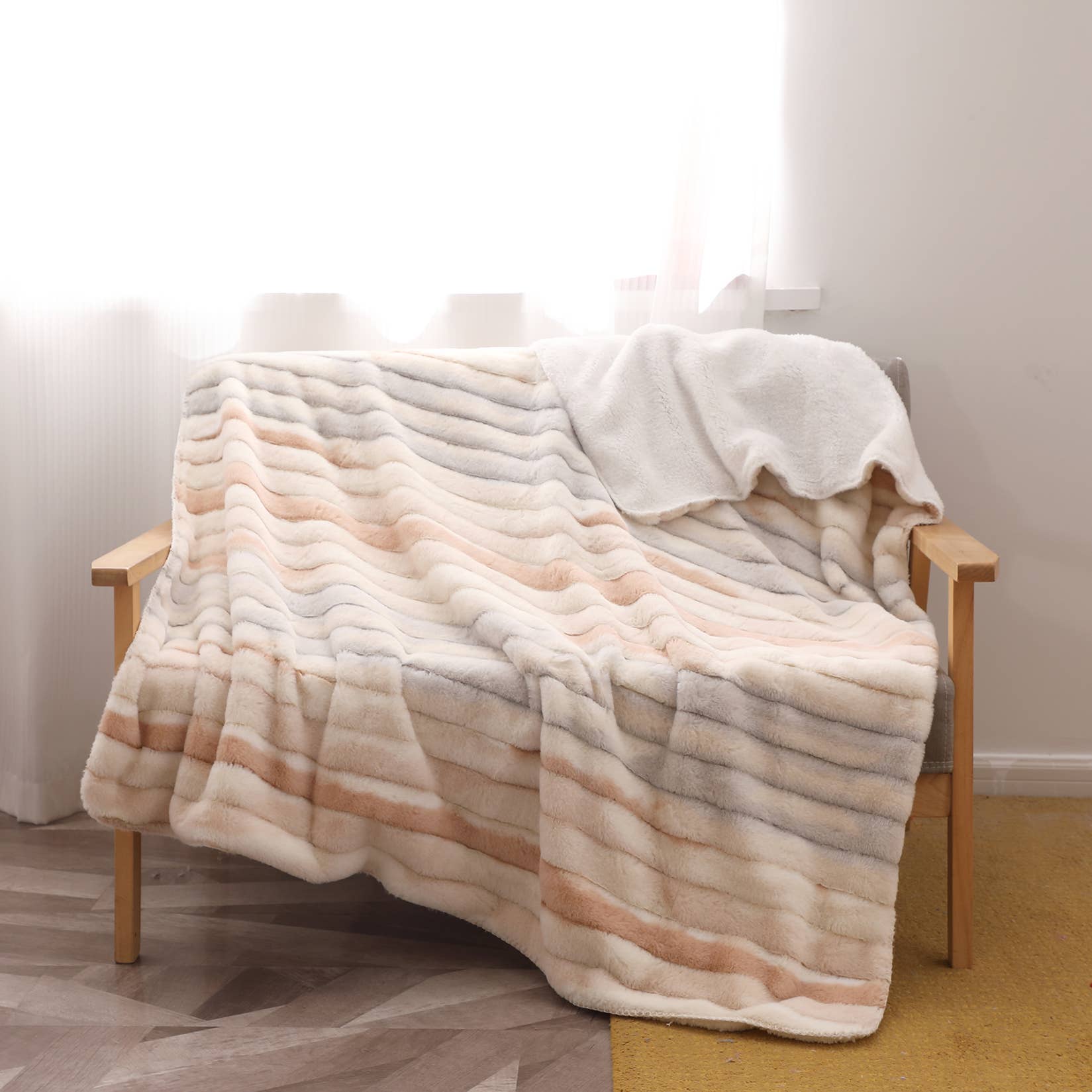 "S'mores" Faux Fur Plush Throw Blanket -50"x70"