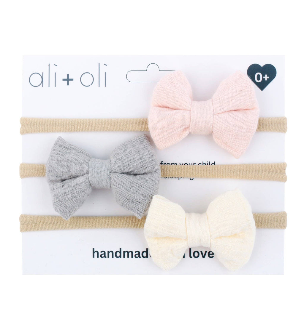 Baby Headband Bow Set (Cream)