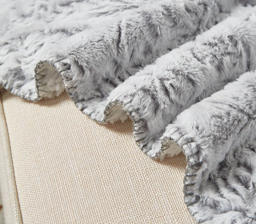 "Pewter Baroque" Faux Fur Plush Throw Blanket - 50"x70"