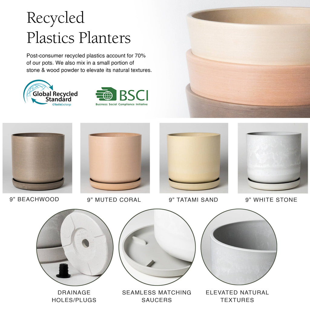 Beachwood- 9" Signature Stone Planter & Saucer