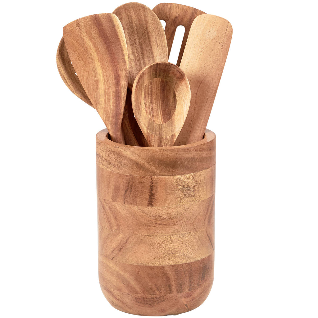 Primitives by Kathy - Acacia Wood Utensil Holder