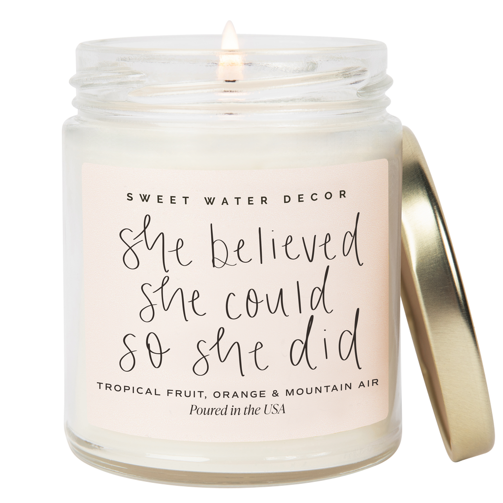 She Believed She Could 9 oz Soy Candle - Home Decor & Gifts