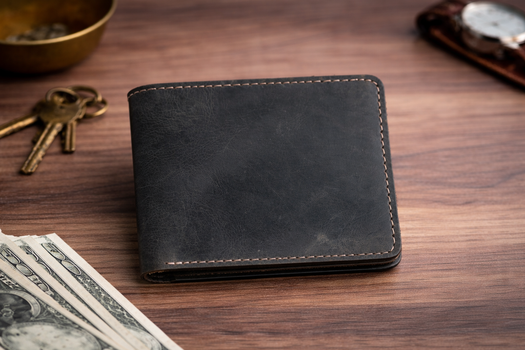 Men’s Leather Bifold Wallet: Brown