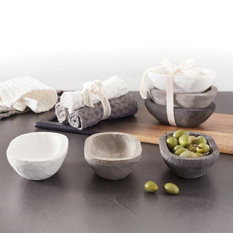 Candle Set Wood Bowls