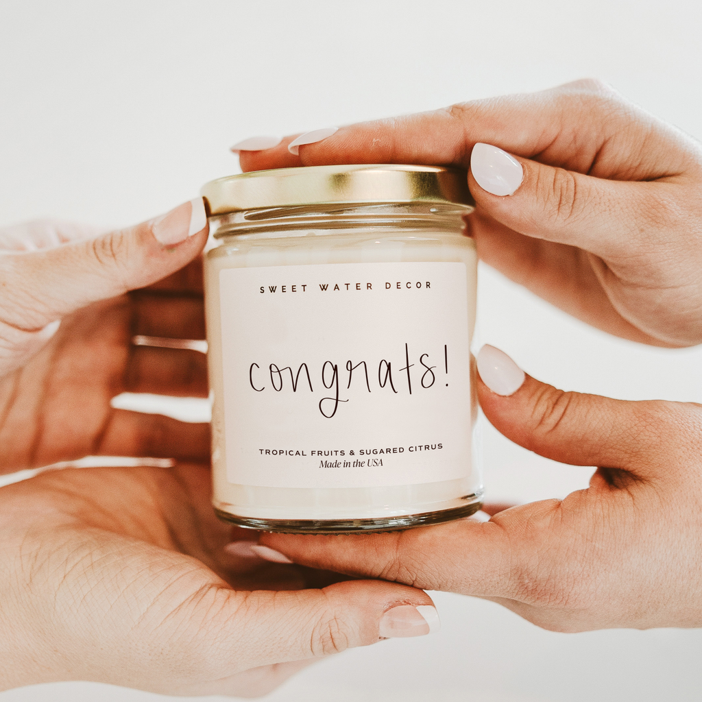 Congrats! 9 oz Soy Candle - Home Decor & Gifts