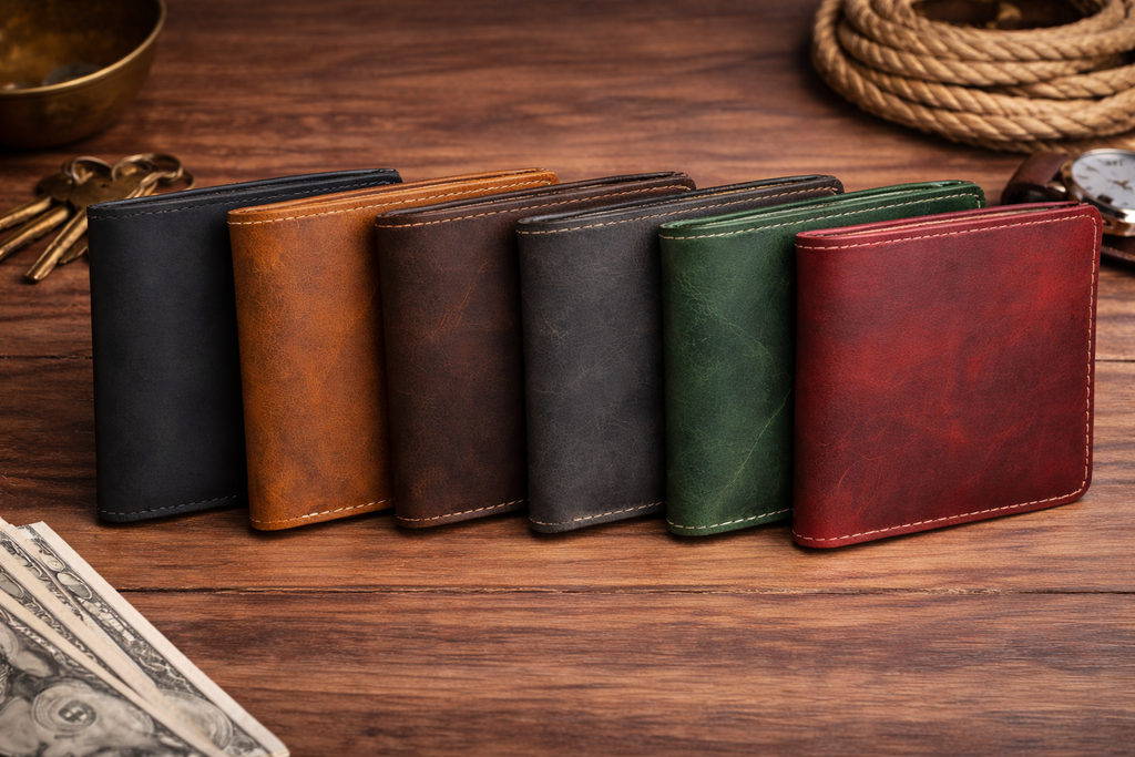 Men’s Leather Bifold Wallet: Brown