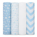 Muslin Swaddle Blankets, Pack of 4: Blue