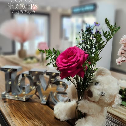 Valentine's Day Bear & Bud Vase