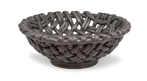 Round Woven Basket Charcoal
