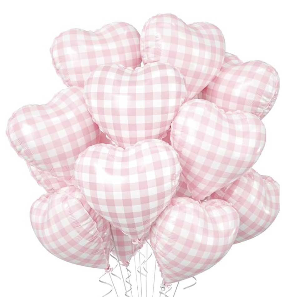 18 Inch Valentine's Day Checkered Heart Balloons