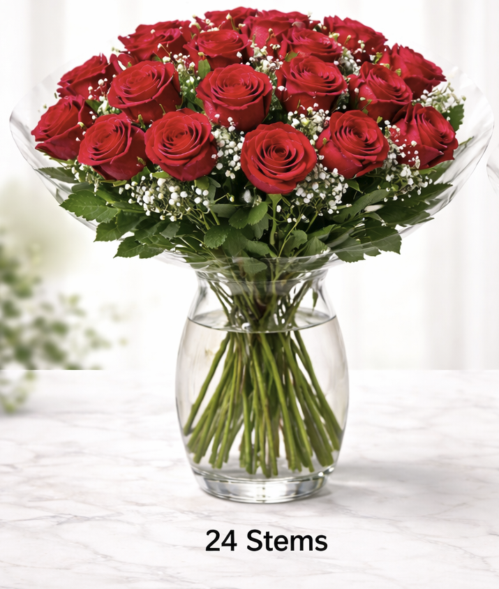 24 Rose Bouquet All Red - Valentine's Day