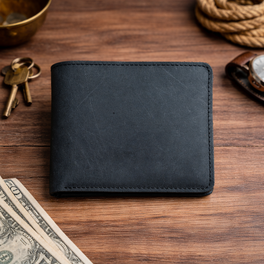 Men’s Leather Bifold Wallet: Brown