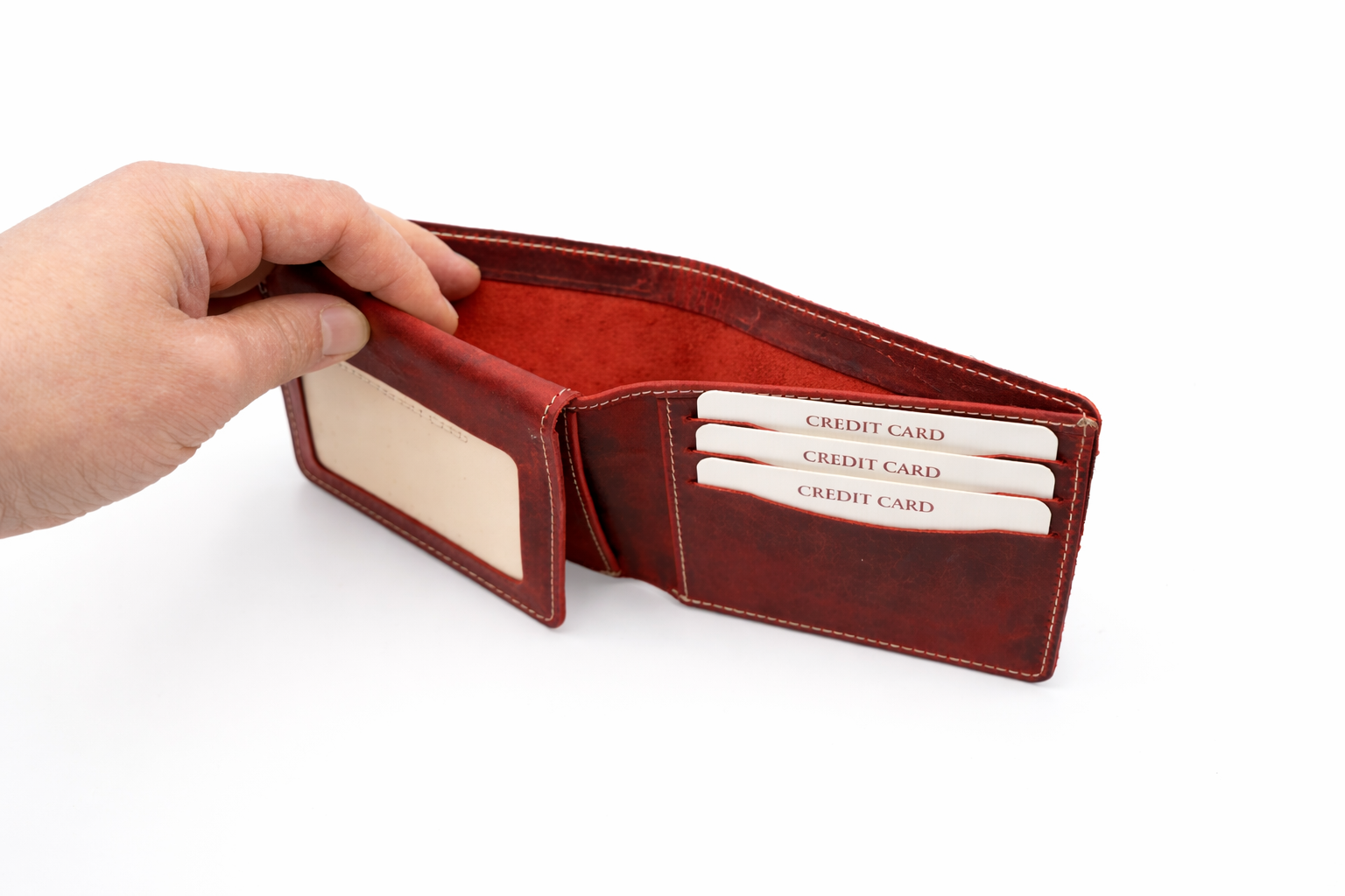 Men’s Leather Bifold Wallet: Brown