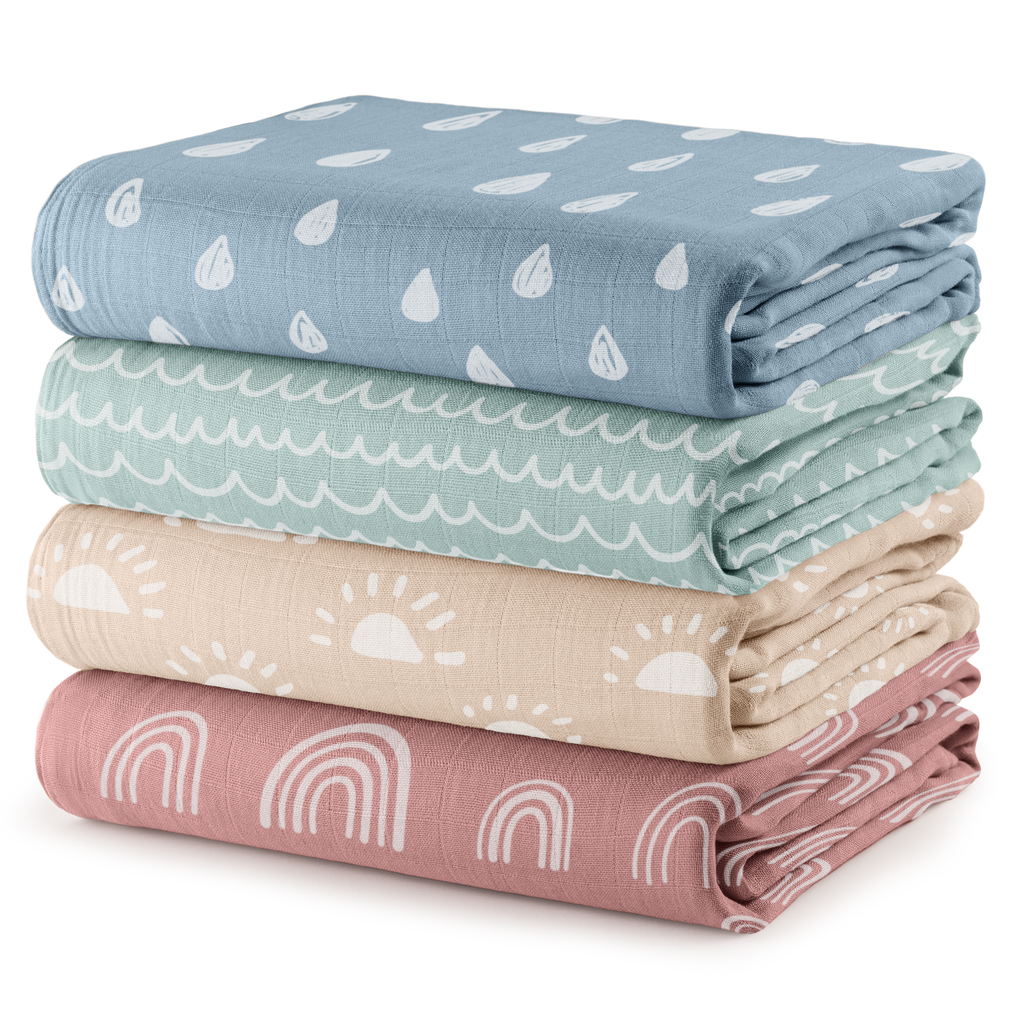 Muslin Swaddle Blankets, Pack of 4: Pink