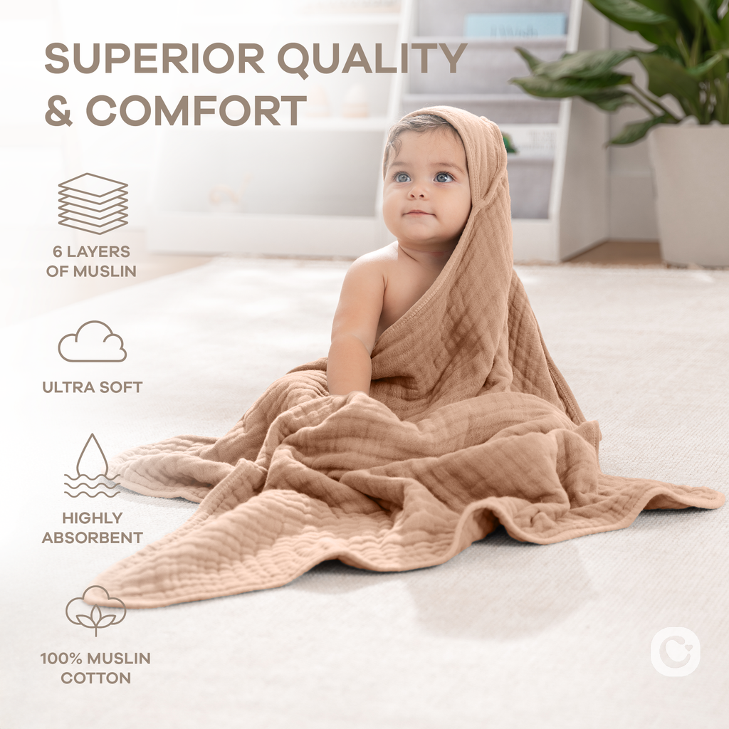 Hooded Baby Towel, Mauve and Blush / Pack of 2
