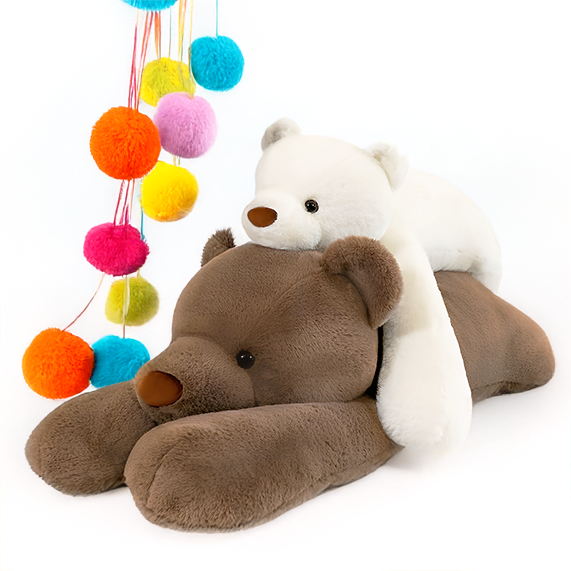 FLUFFERY - Brown Bear Plush Toy, Brown (24" / 60 cm & 39" / 100 cm)