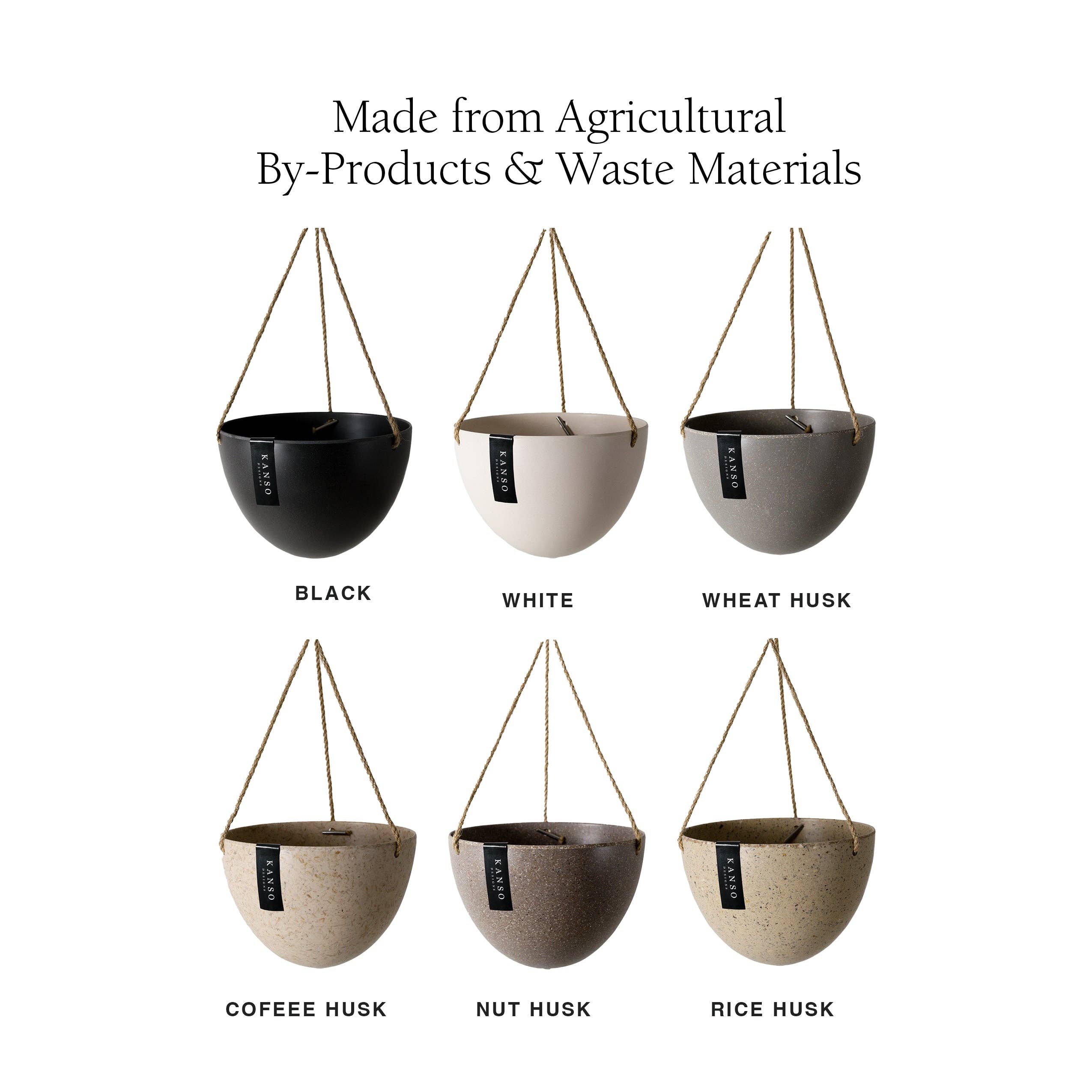 Bamboo Black - 8" Upcycled Hanging Planters
