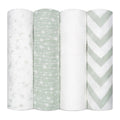 Muslin Swaddle Blankets, Pack of 4: Green