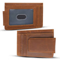 Leather Wallet with Magnet Clip: Brown