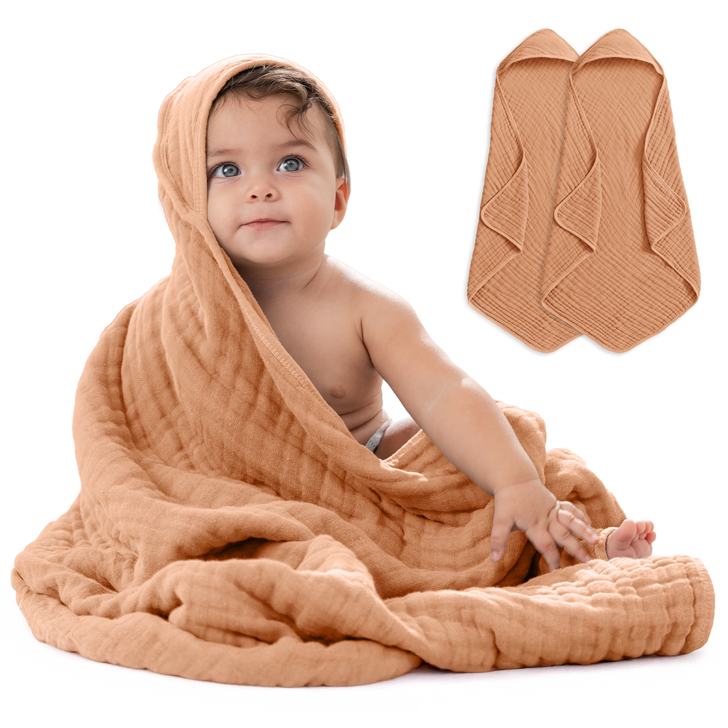 Hooded Baby Towel, Mauve and Blush / Pack of 2