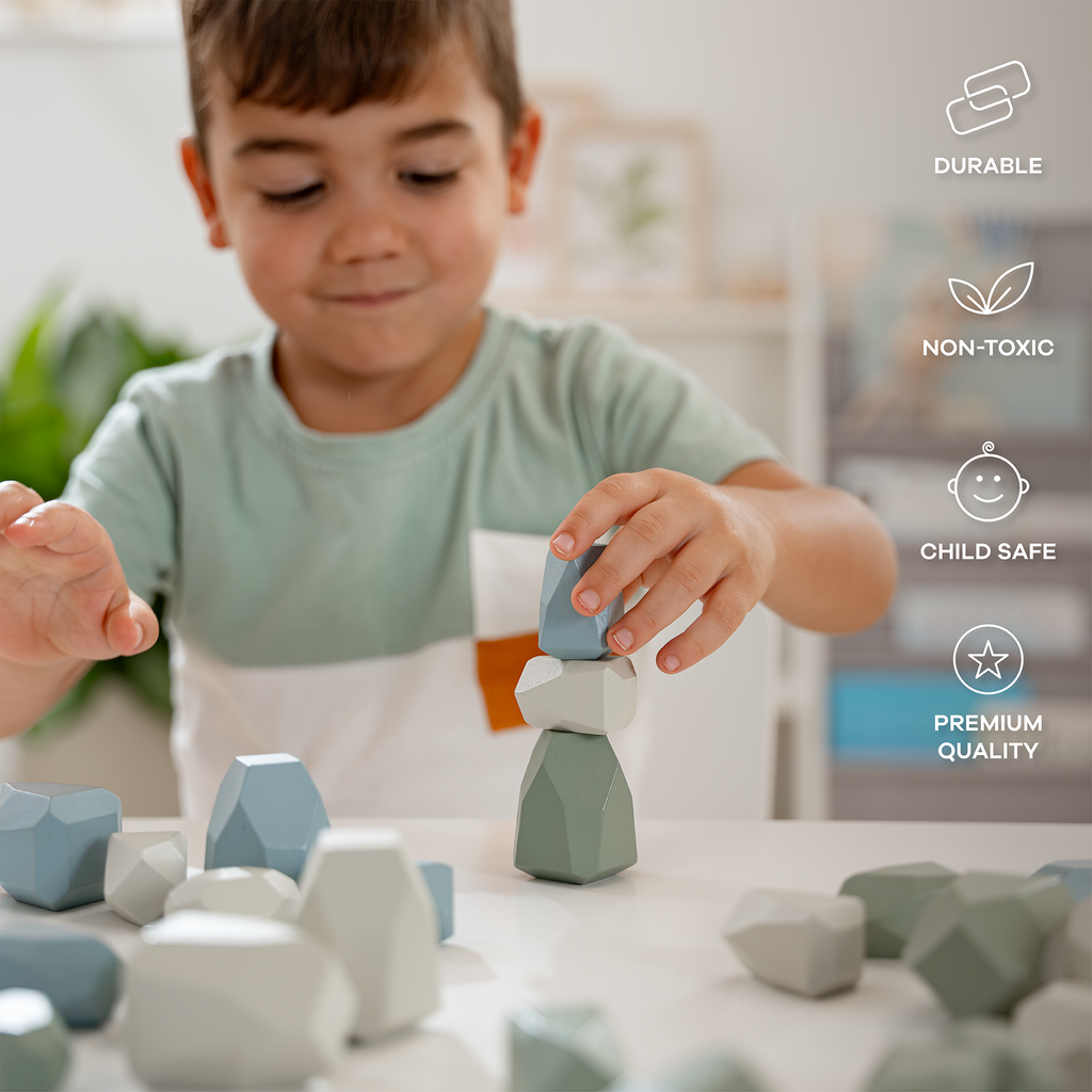 Stacking Rocks, 36 pcs Wooden Stacking Stones by Comfy Cubs: Girl Pack
