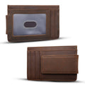 Leather Wallet with Magnet Clip: Dark Brown