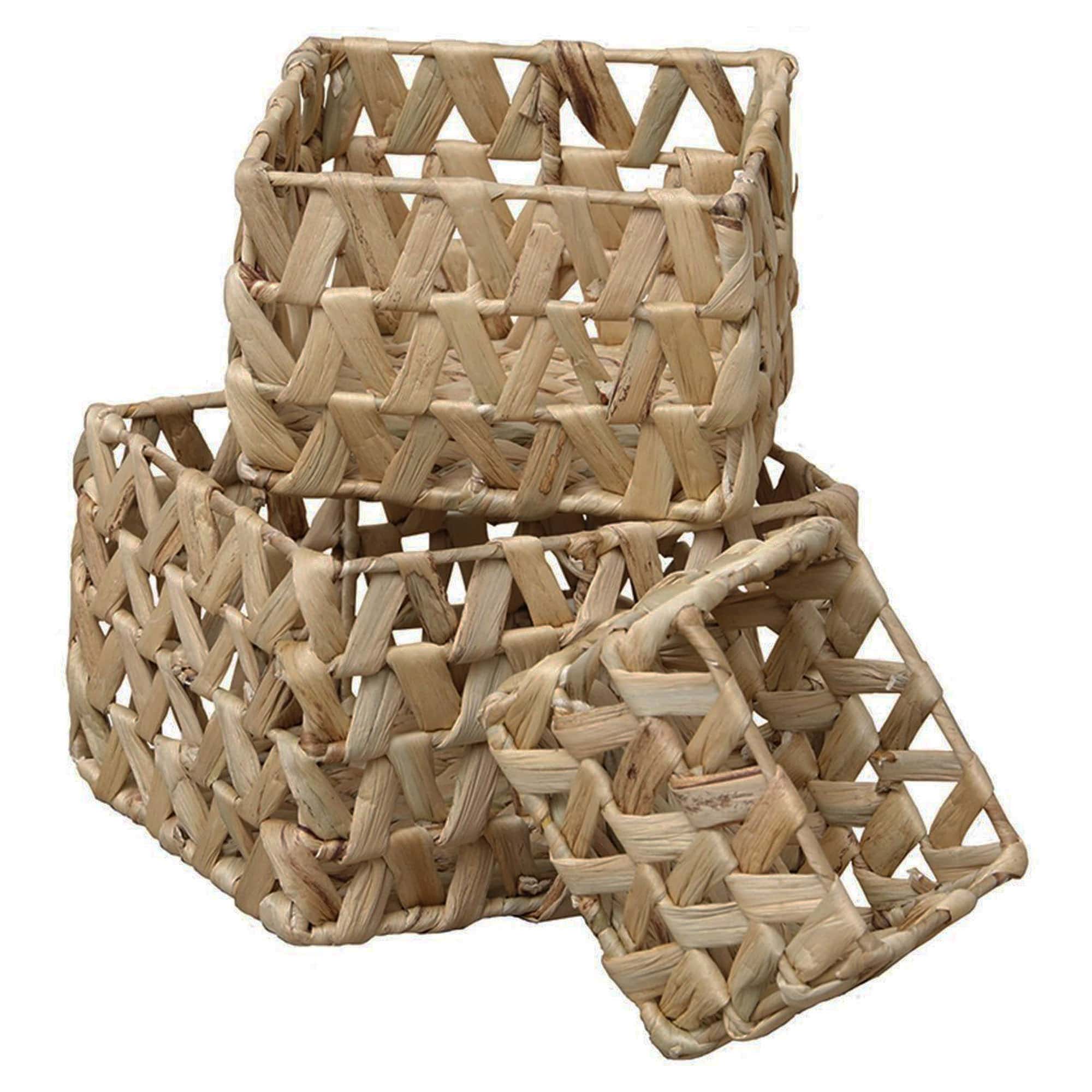 Large Wicker Basket - Rectangular Water Hyacinth Baskets