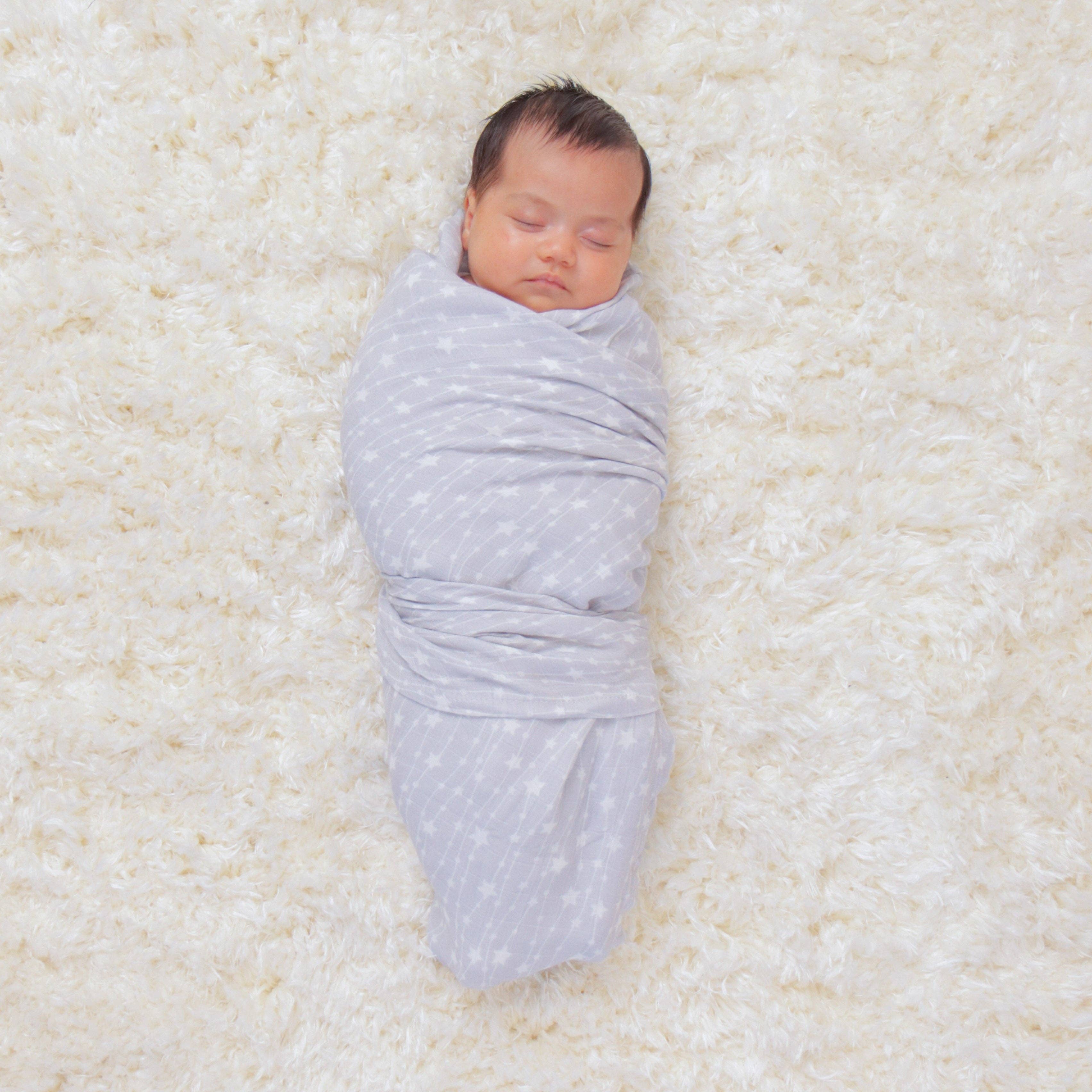 Muslin Swaddle Blankets, Pack of 4: Blue