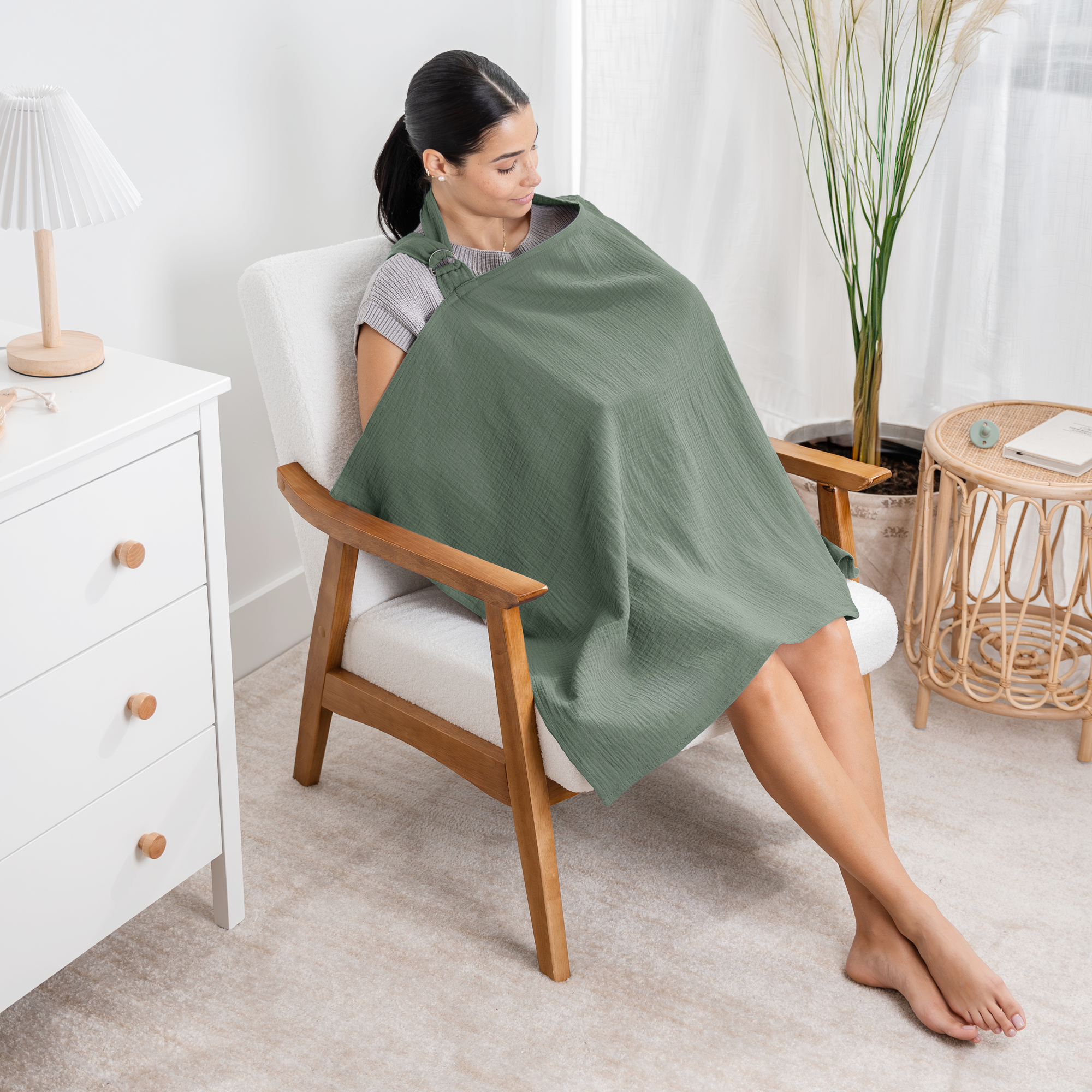 Muslin Nursing Cover - Fern and Pacific Blue