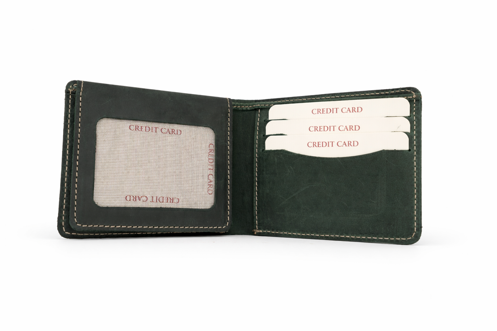 Men’s Bifold Wallet with ID Window : Dark Brown